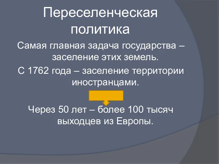 Переселенческая политика Самая главная задача государства – заселение этих земель.