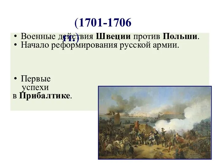 Второй этап войны Военные действия Швеции против Польши. Начало реформирования