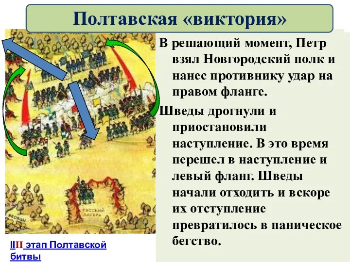 Петр I решил, что противнику нанесен достаточный урон, и отвел