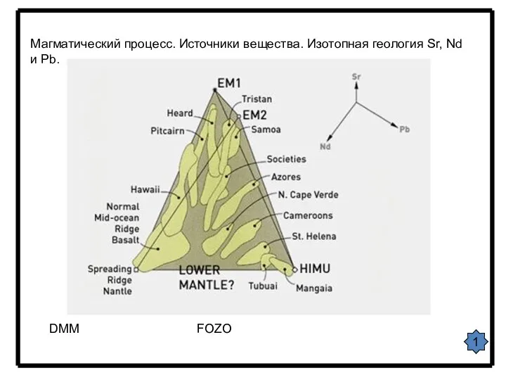 1 Магматический процесс. Источники вещества. Изотопная геология Sr, Nd и Pb. FOZO DMM