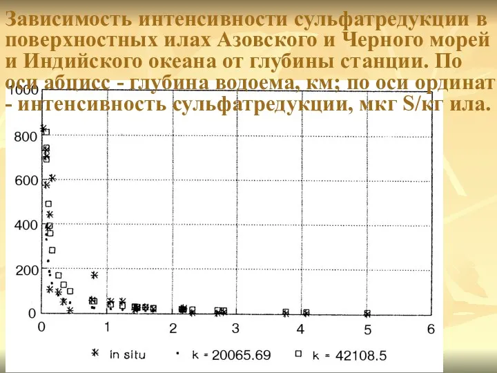 Зависимость интенсивности сульфатредукции в поверхностных илах Азовского и Черного морей и Индийского океана