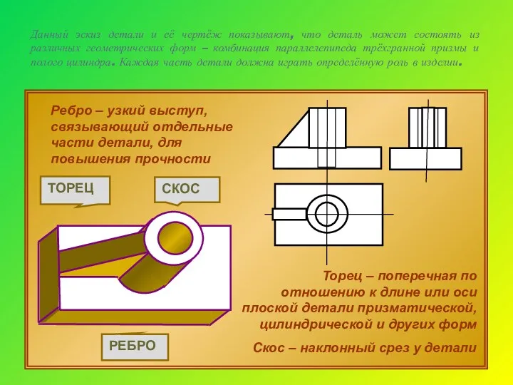 Данный эскиз детали и её чертёж показывают, что деталь может