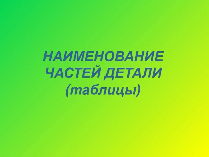 НАИМЕНОВАНИЕ ЧАСТЕЙ ДЕТАЛИ (таблицы)