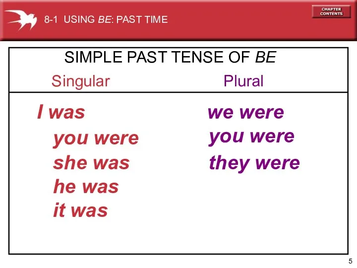 Singular Plural I was we were you were you were she was he
