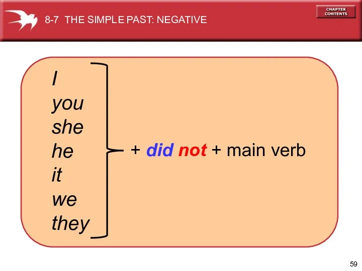 I you she he it we they + did not + main verb