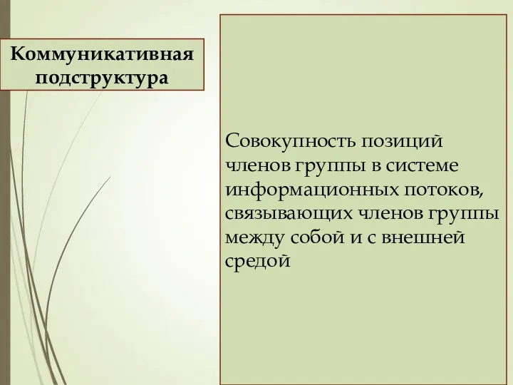 Совокупность позиций членов группы в системе информационных потоков, связывающих членов