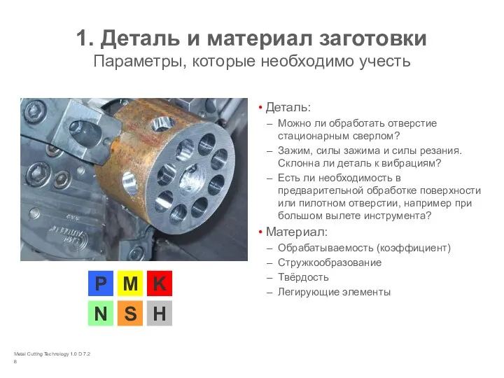 Metal Cutting Technology 1.0 D 7.2 1. Деталь и материал