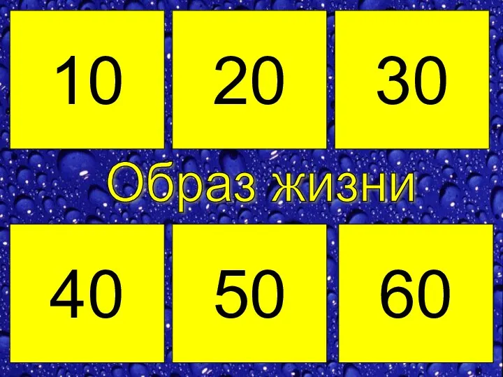 10 40 50 60 20 30 Образ жизни