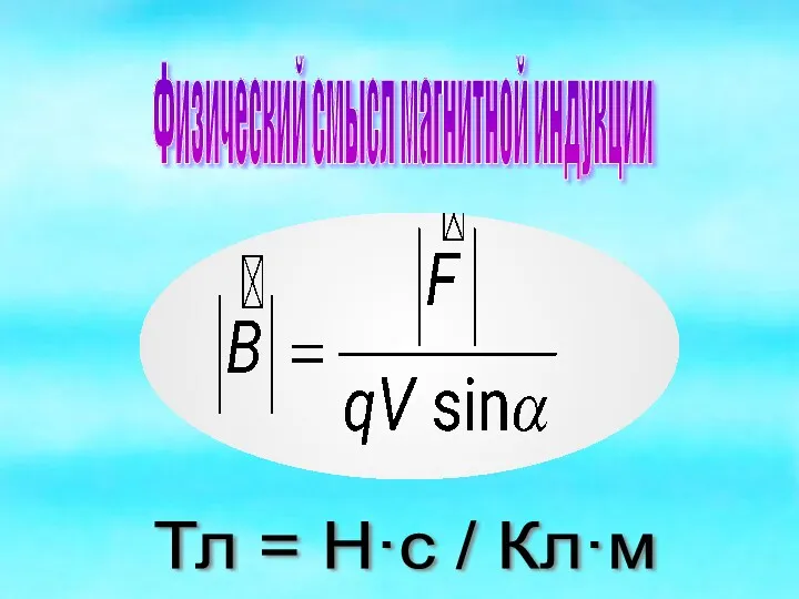 Физический смысл магнитной индукции ? Тл = Н·с / Кл·м