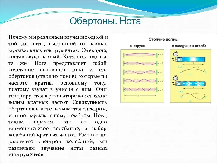 Обертоны. Нота Почему мы различаем звучание одной и той же