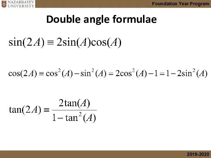 Double angle formulae