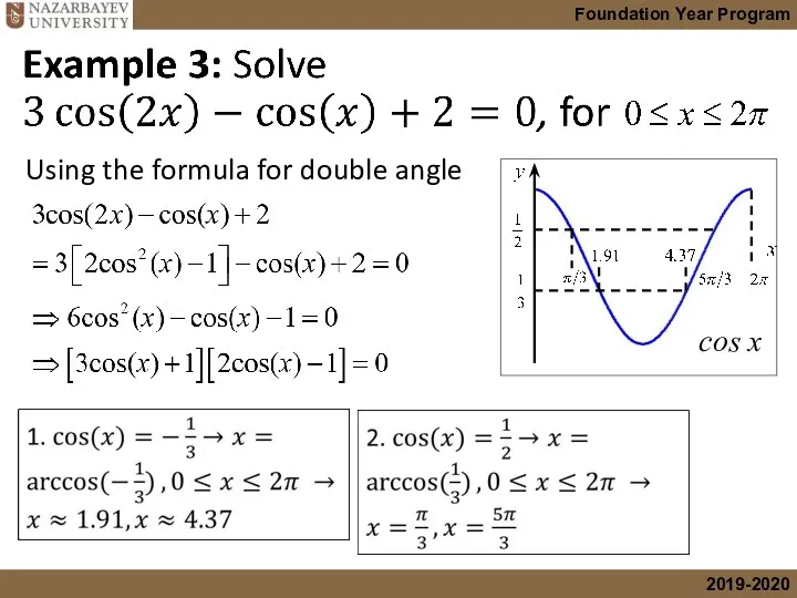 Using the formula for double angle