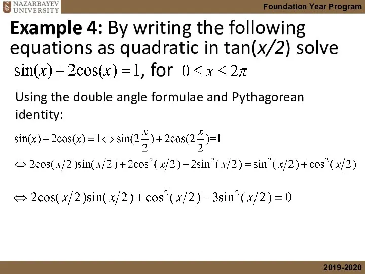 Example 4: By writing the following equations as quadratic in