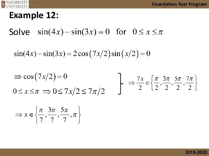 Foundation Year Program Example 12: Solve