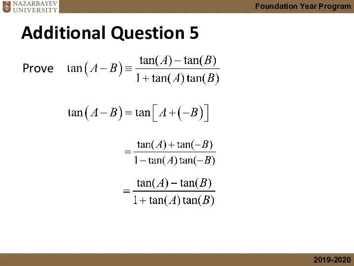Additional Question 5 Prove