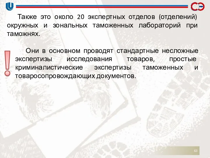 Также это около 20 экспертных отделов (отделений) окружных и зональных