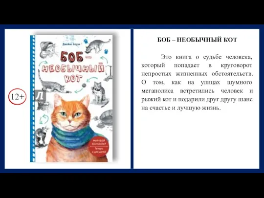 12 БОБ – НЕОБЫЧНЫЙ КОТ Это книга о судьбе человека,