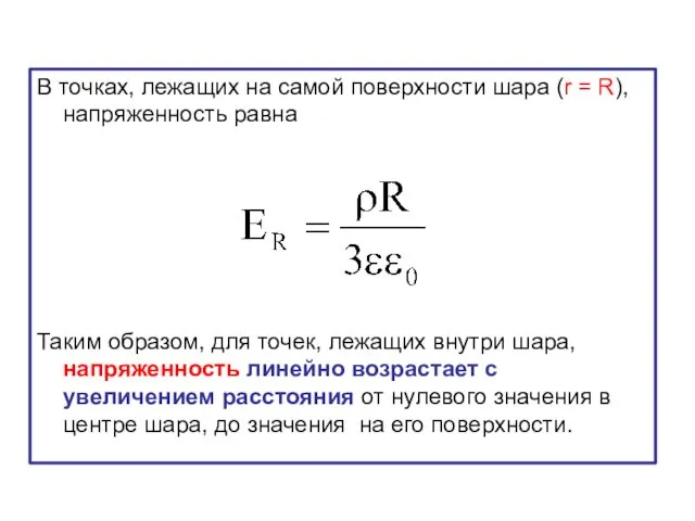 В точках, лежащих на самой поверхности шара (r = R),