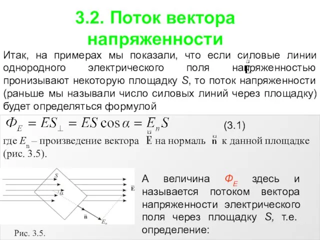 где En – произведение вектора на нормаль к данной площадке