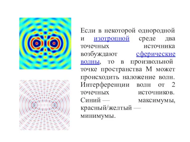 Если в некоторой однородной и изотропной среде два точечных источника