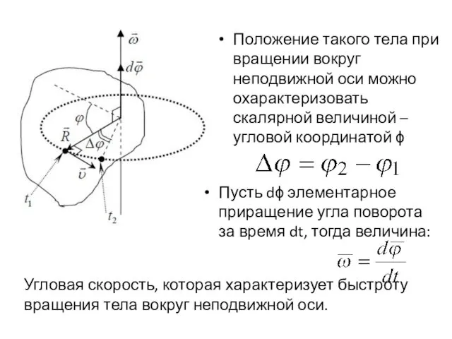 Положение такого тела при вращении вокруг неподвижной оси можно охарактеризовать