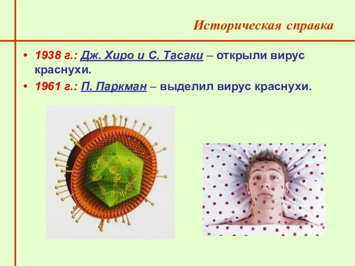 1938 г.: Дж. Хиро и С. Тасаки – открыли вирус
