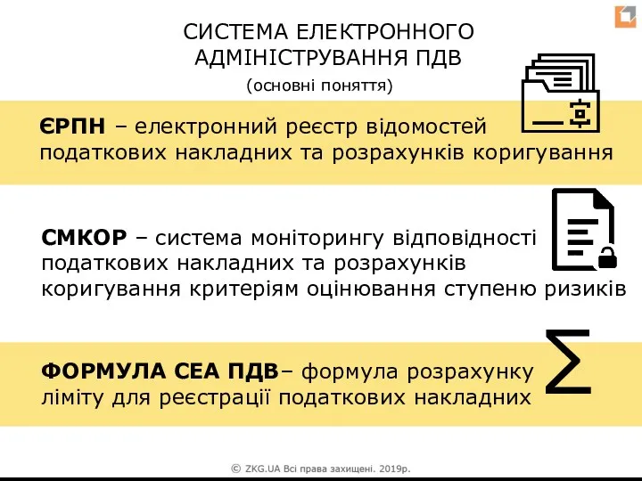 СИСТЕМА ЕЛЕКТРОННОГО АДМІНІСТРУВАННЯ ПДВ (основні поняття) СМКОР – система моніторингу