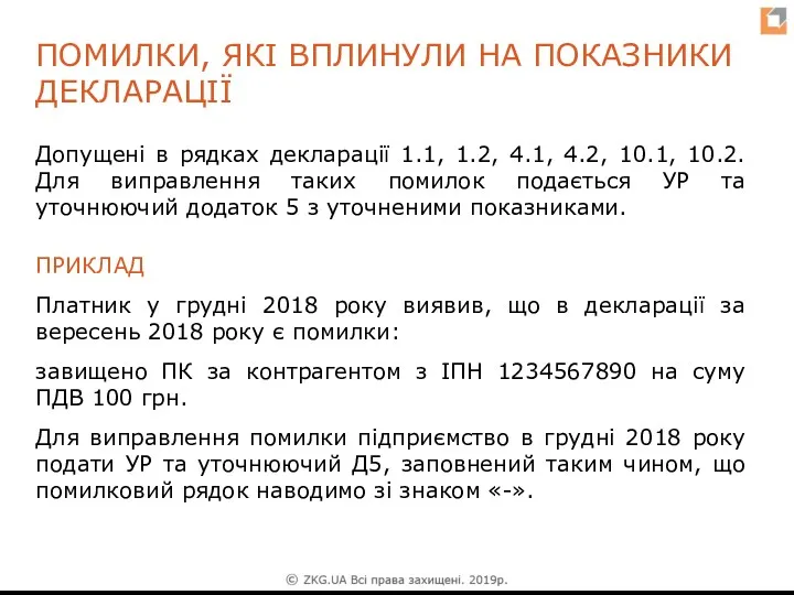 Допущені в рядках декларації 1.1, 1.2, 4.1, 4.2, 10.1, 10.2.