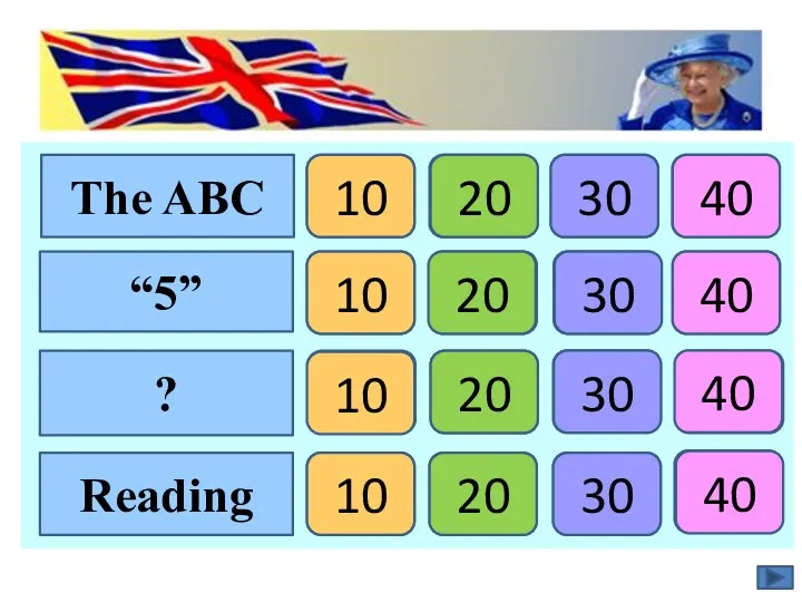 The ABC “5” ? Reading 10 20 30 40 10