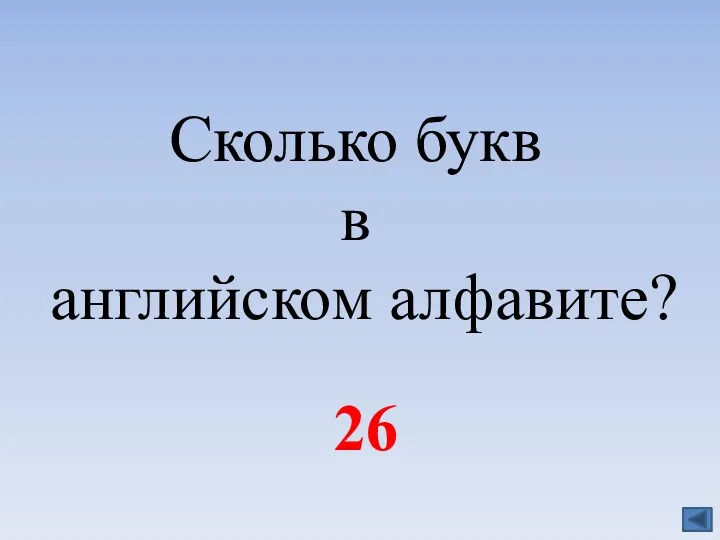 Сколько букв в английском алфавите? 26