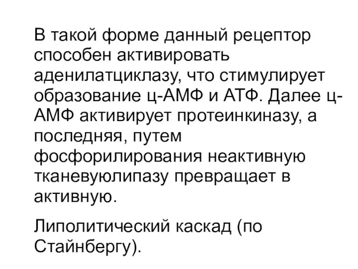 . В такой форме данный рецептор способен активировать аденилатциклазу, что