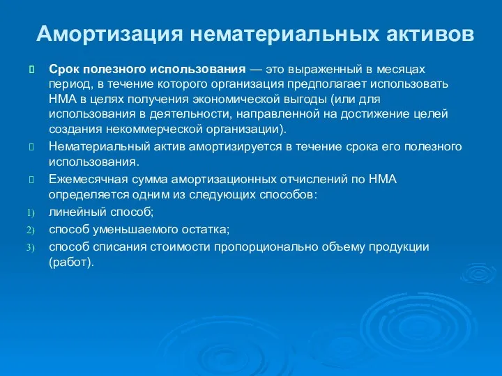 Амортизация нематериальных активов Срок полезного использования — это выраженный в