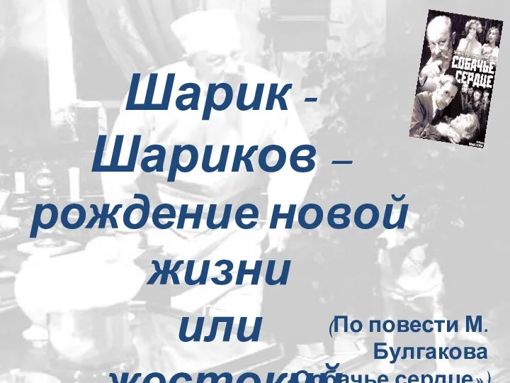 Шарик -Шариков – рождение новой жизни или жестокий опыт? (По повести М. Булгакова «Собачье сердце»)