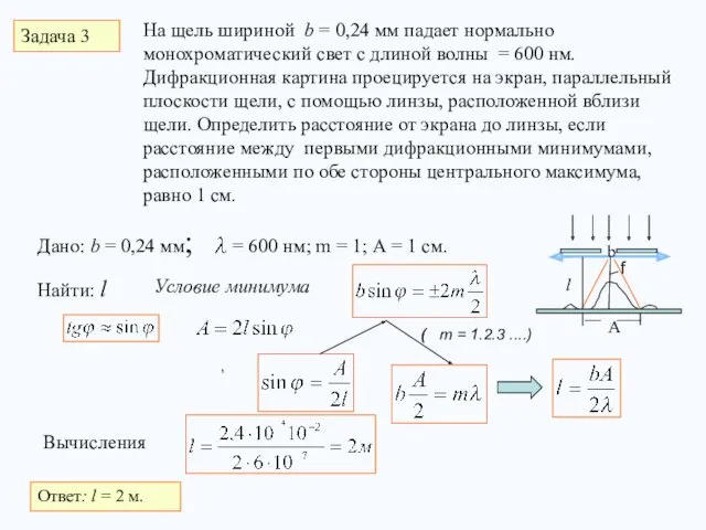 На щель шириной b = 0,24 мм падает нормально монохроматический