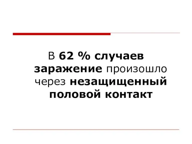 В 62 % случаев заражение произошло через незащищенный половой контакт