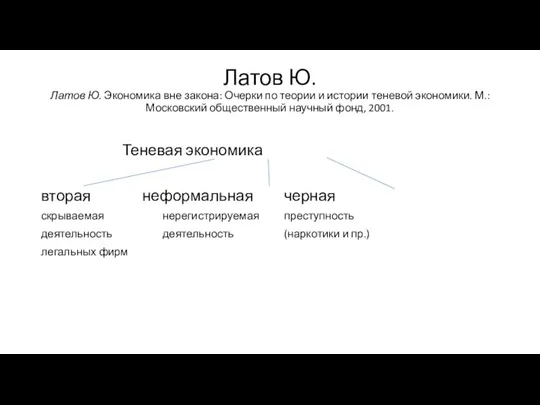 Латов Ю. Латов Ю. Экономика вне закона: Очерки по теории