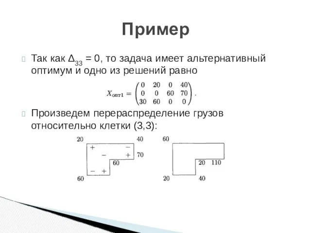 Так как Δ33 = 0, то задача имеет альтернативный оптимум