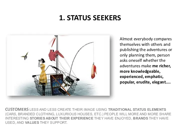 1. STATUS SEEKERS CUSTOMERS LESS AND LESS CREATE THEIR IMAGE USING TRADITIONAL STATUS