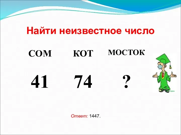 Найти неизвестное число Ответ: 1447.