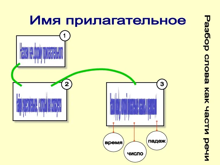 Имя прилагательное 1 Назови нач.форму прилагательного 2 Найди существительное, с