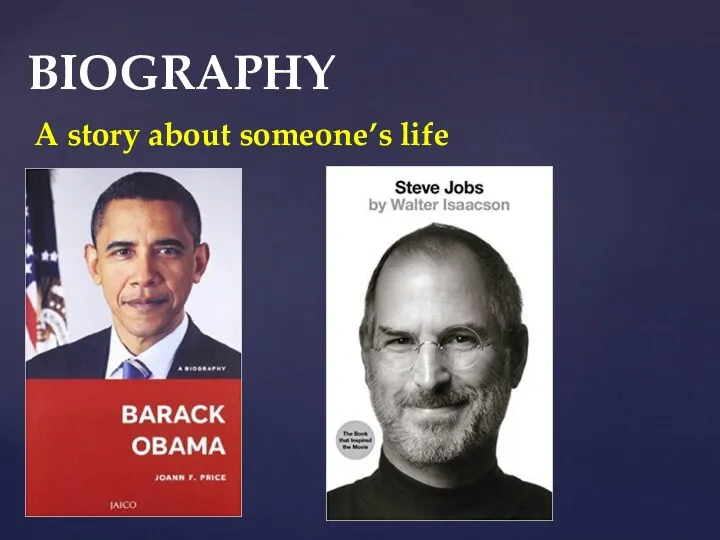 BIOGRAPHY A story about someone’s life