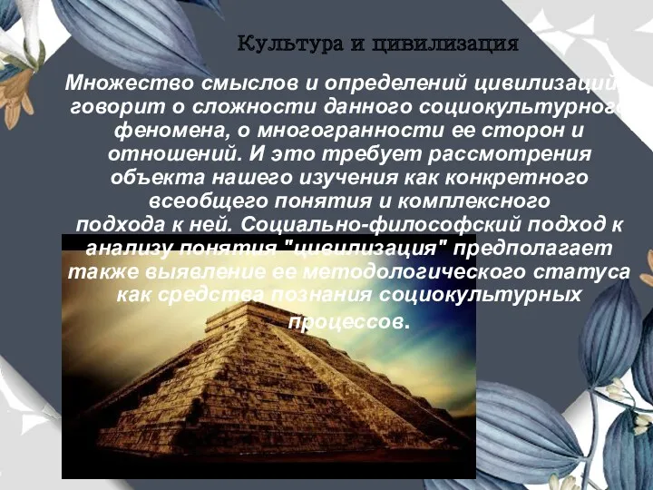 Множество смыслов и определений цивилизаций говорит о сложности данного социокультурного