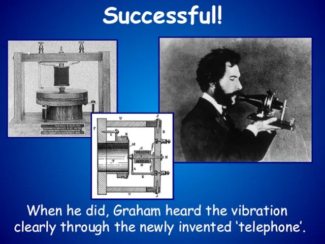 When he did, Graham heard the vibration clearly through the newly invented ‘telephone’. Successful!