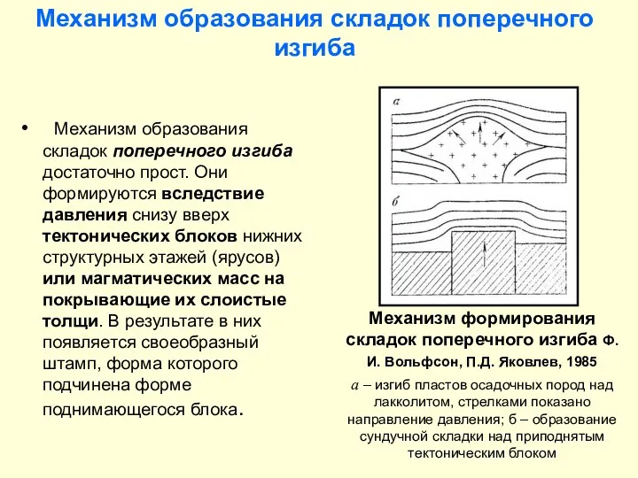 Механизм образования складок поперечного изгиба Механизм образования складок поперечного изгиба