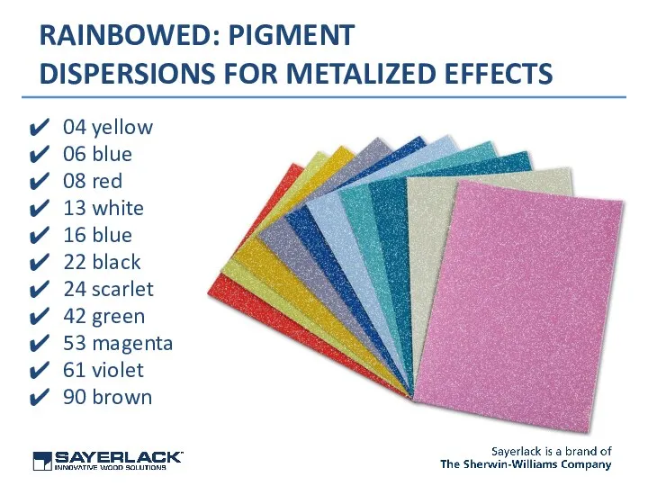 RAINBOWED: PIGMENT DISPERSIONS FOR METALIZED EFFECTS 04 yellow 06 blue