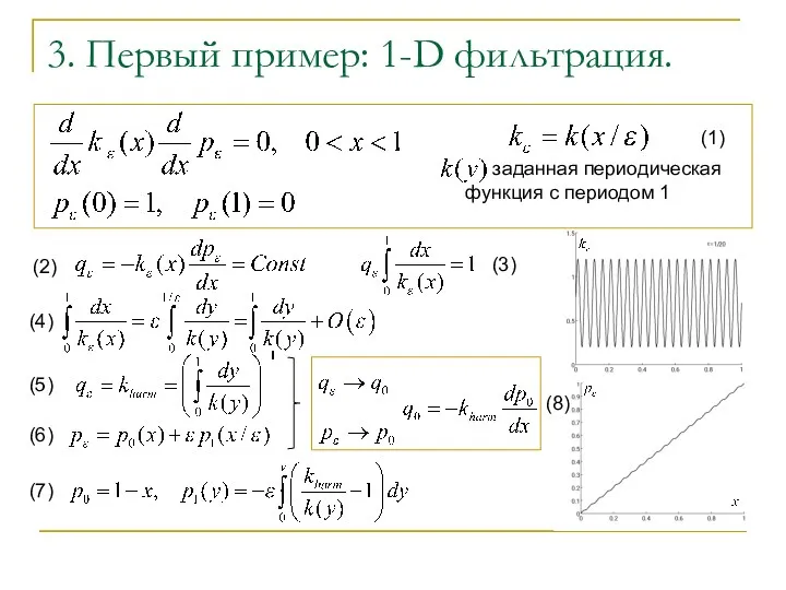 3. Первый пример: 1-D фильтрация. заданная периодическая функция с периодом