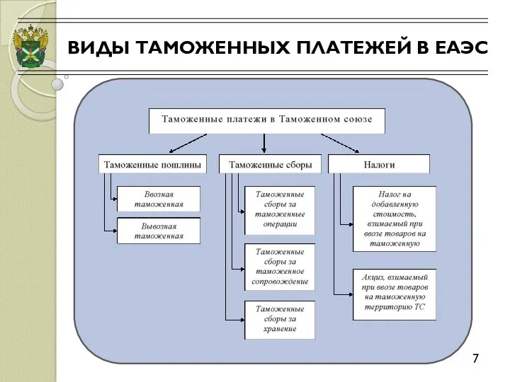 ВИДЫ ТАМОЖЕННЫХ ПЛАТЕЖЕЙ В ЕАЭС 7