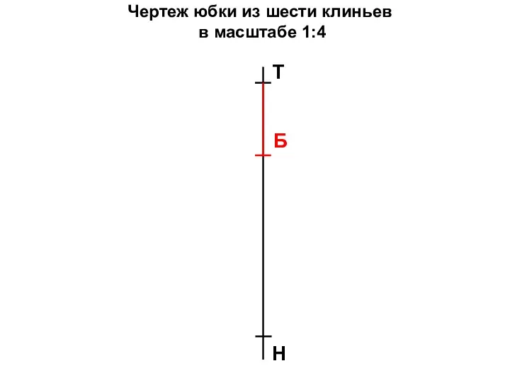 Чертеж юбки из шести клиньев в масштабе 1:4 Т Н Б