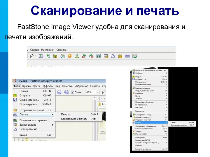 Сканирование и печать FastStone Image Viewer удобна для сканирования и печати изображений.