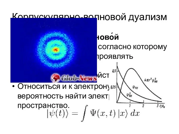 Корпускулярно-волновой дуализм Корпускуля́рно-волново́й дуали́зм — принцип, согласно которому любой объект